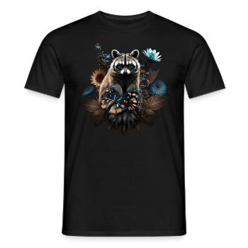 Waschbär Tiermotiv Waldtiere Wildtiere Lustig - Männer T-Shirt - Schwarz - Vorne - AI Model Male 178 light (178cm)