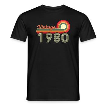 42ème anniversaire Vintage Né en 1980 - T-shirt homme - noir - Devant - AI Model Male 178 light (178cm)