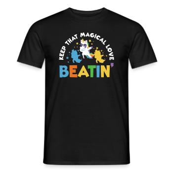 Regenbogentier singend spielend Einhorn Liebhaber - Männer T-Shirt - Schwarz - Vorne - AI Model Male 178 light (178cm)