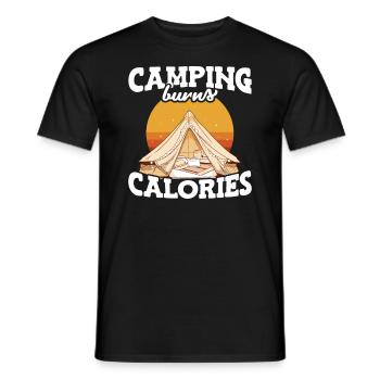 Camping burns calories Hikers Camping - Men's T-Shirt - black - Front - AI Model Male 178 light (178cm)