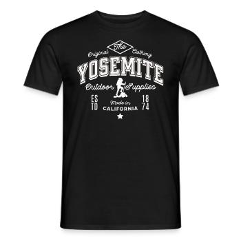 Yosemite outdoor supplies made in California - Men's T-Shirt - black - Front - AI Model Male 178 light (178cm)