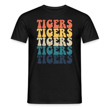Tigers High School Tiger Sportteam Retro Tigers - Männer T-Shirt - Schwarz - Vorne - AI Model Male 178 light (178cm)