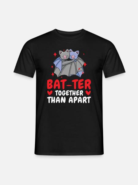 Valentinstag Kuscheln Niedliche Fledermäuse Paar - Männer T-Shirt - Schwarz