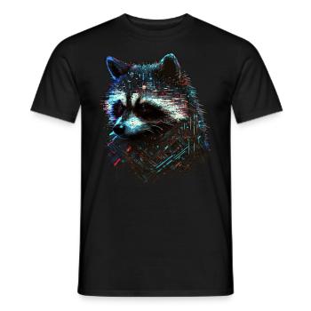 Raccoon Animal Motif Gift Animal Forest Funny - Men's T-Shirt - black - Front - AI Model Male 178 light (178cm)
