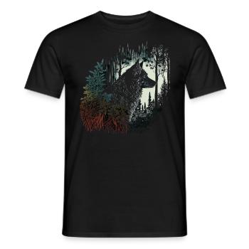 Wolf Animal Art Gift Animal Motif - Men's T-Shirt - black - Front - AI Model Male 178 light (178cm)