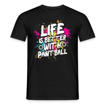 Life is better with paintball team sports - Men's T-Shirt - black - Front - AI Model Male 178 light (178cm)