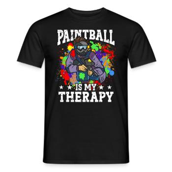 Paintball is my therapy color sports player - Men's T-Shirt - black - Front - AI Model Male 178 light (178cm)