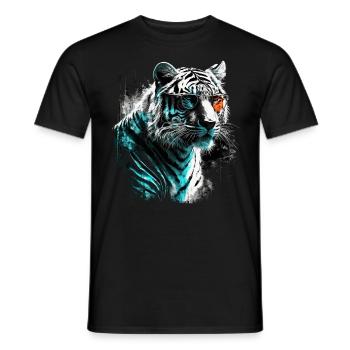 Tiger Motif Tiger Zoo Animals Art Tiger Head Motif - Men's T-Shirt - black - Front - AI Model Male 178 light (178cm)