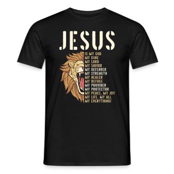 Jesus is my God Lion of Judah Christian - Men's T-Shirt - black - Front - AI Model Male 178 light (178cm)