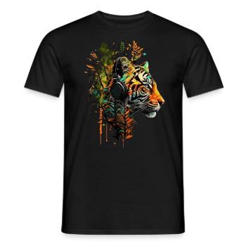 Motif Tigre Zoo Animaux Art Tête de Tigre Motif - T-shirt homme - noir - Devant - AI Model Male 178 light (178cm)
