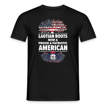 Geboren als Laotin Laos Amerikanerin USA - Männer T-Shirt - Schwarz - Vorne - AI Model Male 178 light (178cm)