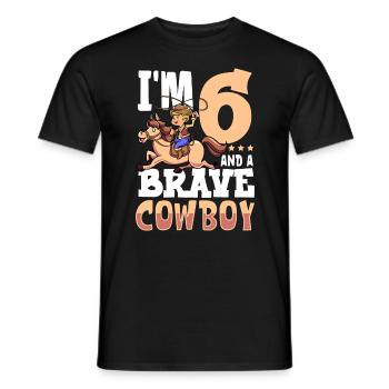 I'm 6 - Boy Cowboy - Men's T-Shirt - black - Front - AI Model Male 178 light (178cm)