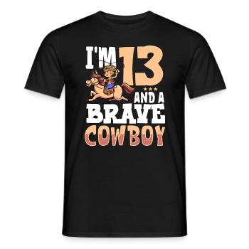 I'm 13 - Boy Cowboy - Men's T-Shirt - black - Front - AI Model Male 178 light (178cm)