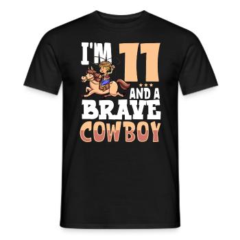I'm 11 - Boy Cowboy - Men's T-Shirt - black - Front - AI Model Male 178 light (178cm)