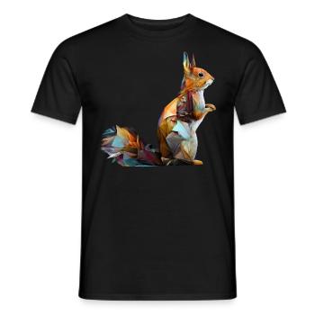 Écureuil Polygone Forêt Animaux Motif de cadeau animal - T-shirt homme - noir - Devant - AI Model Male 178 light (178cm)