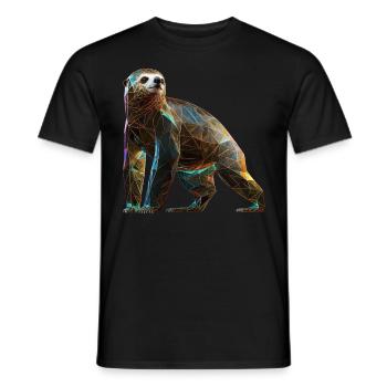 Faultier Polygon Faultierliebhaber Tier Geschenk - Männer T-Shirt - Schwarz - Vorne - AI Model Male 178 light (178cm)