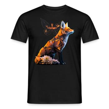 Fuchs Schmetterling Polygon Kunst Geschenk Tier - Männer T-Shirt - Schwarz - Vorne - AI Model Male 178 light (178cm)