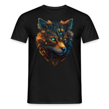 Fuchs Fantasie Blaue Augen Roboter Geschenk Tier - Männer T-Shirt - Schwarz - Vorne - AI Model Male 178 light (178cm)