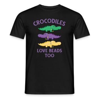 Mardi Gras Carnival Crocodile Beads Wildlife - Men's T-Shirt - black - Front - AI Model Male 178 light (178cm)