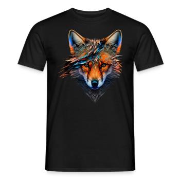 Fuchs Polygon Tiermotiv Gesicht Zoo Tier Geschenk - Männer T-Shirt - Schwarz - Vorne - AI Model Male 178 light (178cm)