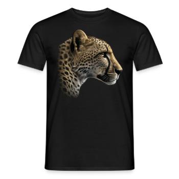 Leopard Tiermotiv Geschenk Mann Tierisch Zoo - Männer T-Shirt - Schwarz - Vorne - AI Model Male 178 light (178cm)