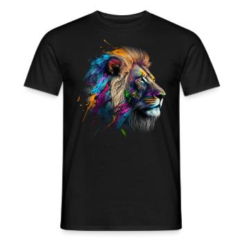 Löwe Kunst Geschenk Kunstwerk Tier Tiermotiv - Männer T-Shirt - Schwarz - Vorne - AI Model Male 178 light (178cm)
