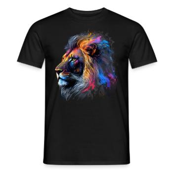 Löwe Bunt Raubkatze Kuns Tier Geschenk Afrika Zoo - Männer T-Shirt - Schwarz - Vorne - AI Model Male 178 light (178cm)
