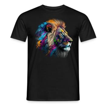 Lion Colorful Big Cat Kuns Animal Gift Africa Zoo - Men's T-Shirt - black - Front - AI Model Male 178 light (178cm)