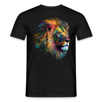 Löwe Kunst Geschenk Kunstwerk Tier Tiermotiv - Männer T-Shirt - Schwarz - Vorne - AI Model Male 178 light (178cm)