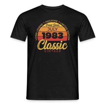 Retro 40 ans juillet 1983 anniversaire vintage bday - T-shirt homme - noir - Devant - AI Model Male 178 light (178cm)