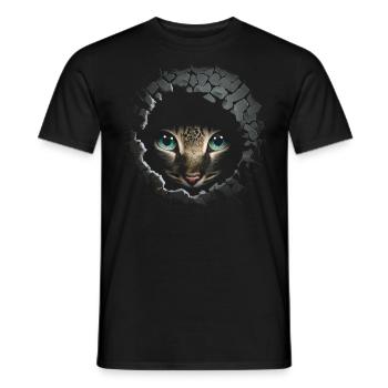 Cat Wall Hole Gift Cat Motif Cat Holder - Men's T-Shirt - black - Front - AI Model Male 178 light (178cm)
