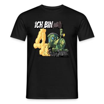 Ich bin 4 - 4. Geburtstag Zug Dampflok - Männer T-Shirt - Schwarz - Vorne - AI Model Male 178 light (178cm)