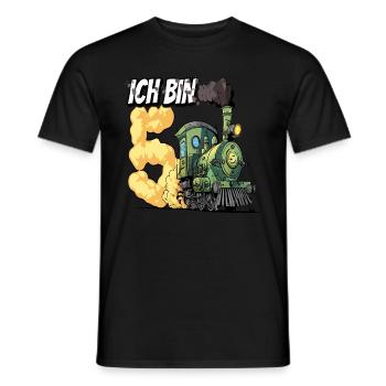 Ich bin 5 - 5. Geburtstag Zug Dampflok - Männer T-Shirt - Schwarz - Vorne - AI Model Male 178 light (178cm)