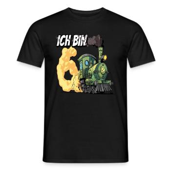 Ich bin 6 - 6. Geburtstag Zug Dampflok - Männer T-Shirt - Schwarz - Vorne - AI Model Male 178 light (178cm)