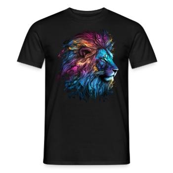 Lion Colorful Big Cat Kuns Animal Gift Africa Zoo - Men's T-Shirt - black - Front - AI Model Male 178 light (178cm)