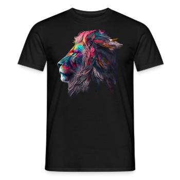 Lion Colorful Big Cat Kuns Animal Gift Africa Zoo - Men's T-Shirt - black - Front - AI Model Male 178 light (178cm)