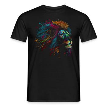 Lion Colorful Big Cat Kuns Animal Gift Africa Zoo - Men's T-Shirt - black - Front - AI Model Male 178 light (178cm)