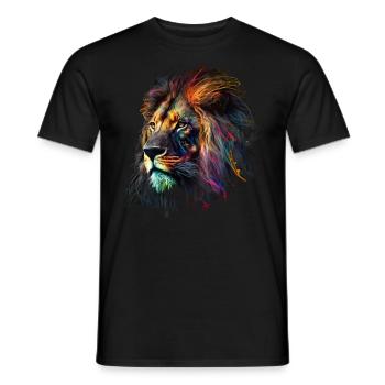 Lion Colorful Big Cat Kuns Animal Gift Africa Zoo - Men's T-Shirt - black - Front - AI Model Male 178 light (178cm)