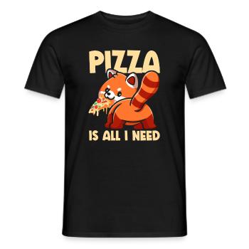 Niedliches Tier Roter Panda Pizza Fan isst Fast - Männer T-Shirt - Schwarz - Vorne - AI Model Male 178 light (178cm)