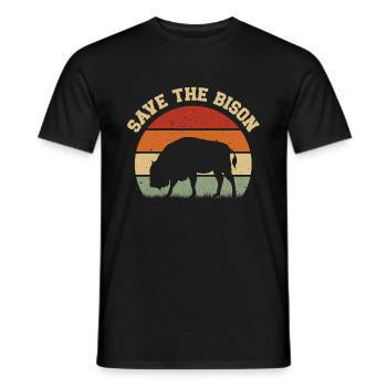 Journée mondiale de la conservation Rétro-Bison Wildlife Animal Welfare - T-shirt homme - noir - Devant - AI Model Male 178 light (178cm)