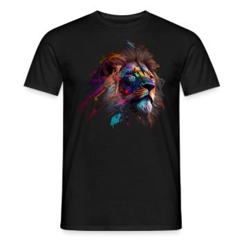 Lion Colorful Big Cat Kuns Animal Gift Africa Zoo - Men's T-Shirt - black - Front - AI Model Male 178 light (178cm)