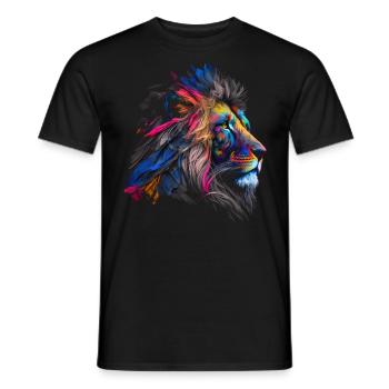 Lion Colorful Big Cat Kuns Animal Gift Africa Zoo - Men's T-Shirt - black - Front - AI Model Male 178 light (178cm)