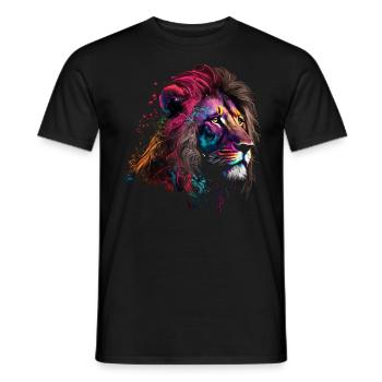 Lion Colorful Big Cat Kuns Animal Gift Africa Zoo - Men's T-Shirt - black - Front - AI Model Male 178 light (178cm)