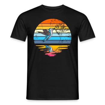 Hummingbird Retro Sunset Vogelbeobachter Hummingbi - Männer T-Shirt - Schwarz - Vorne - AI Model Male 178 light (178cm)