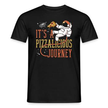 Space Pizza Lover Astronaut Fast Food Astronomy - Men's T-Shirt - black - Front - AI Model Male 178 light (178cm)