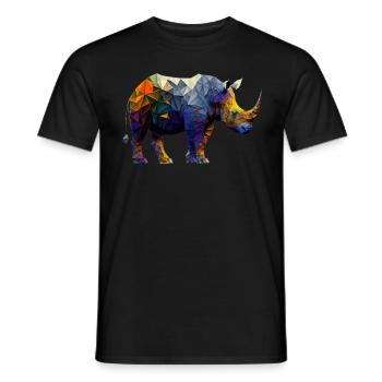 Nashorn Bunt Polygon Afrika Geschenk Zoo Tier - Männer T-Shirt - Schwarz - Vorne - AI Model Male 178 light (178cm)