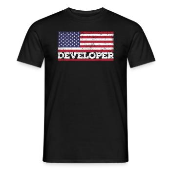 USA Flag Developer America Developer - T-shirt homme - noir - Devant - AI Model Male 178 light (178cm)