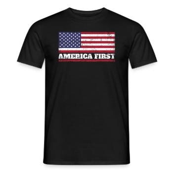 Amerika First USA Flagge Patriotic Proud - Männer T-Shirt - Schwarz - Vorne - AI Model Male 178 light (178cm)