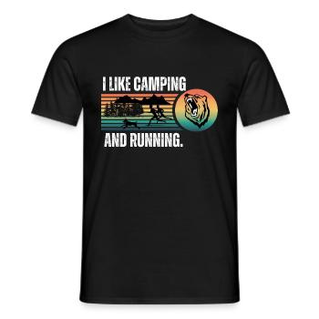J’aime le camping et la course à pied - T-shirt homme - noir - Devant - AI Model Male 178 light (178cm)