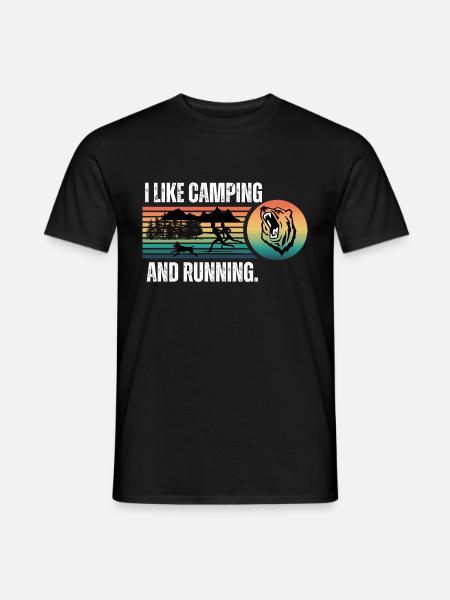 I like camping and running - Men's T-Shirt - black